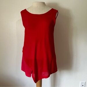 Language Red Asymmetrical Sleeveless Tank Top
